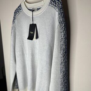 Fendi White and Blue Crewneck Sweater. NWT
